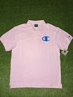 NWT Mens Champion Pique Sewn Chenille C Logo Paleo Pink Polo Shirt : Size XL