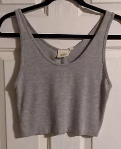Top Miakoda Grigio Heather Tank Crop M Bamboo Cotone Biologico Made in USA - Foto 1 di 4