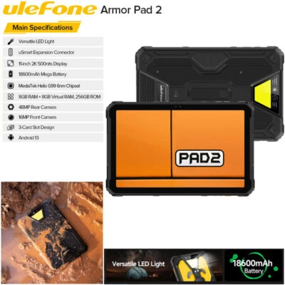 11" Ulefone Armor Pad 2 Rugged Tablet Android 13 Phone WIFI 6 Mobile Waterproof - Image 1 of 4