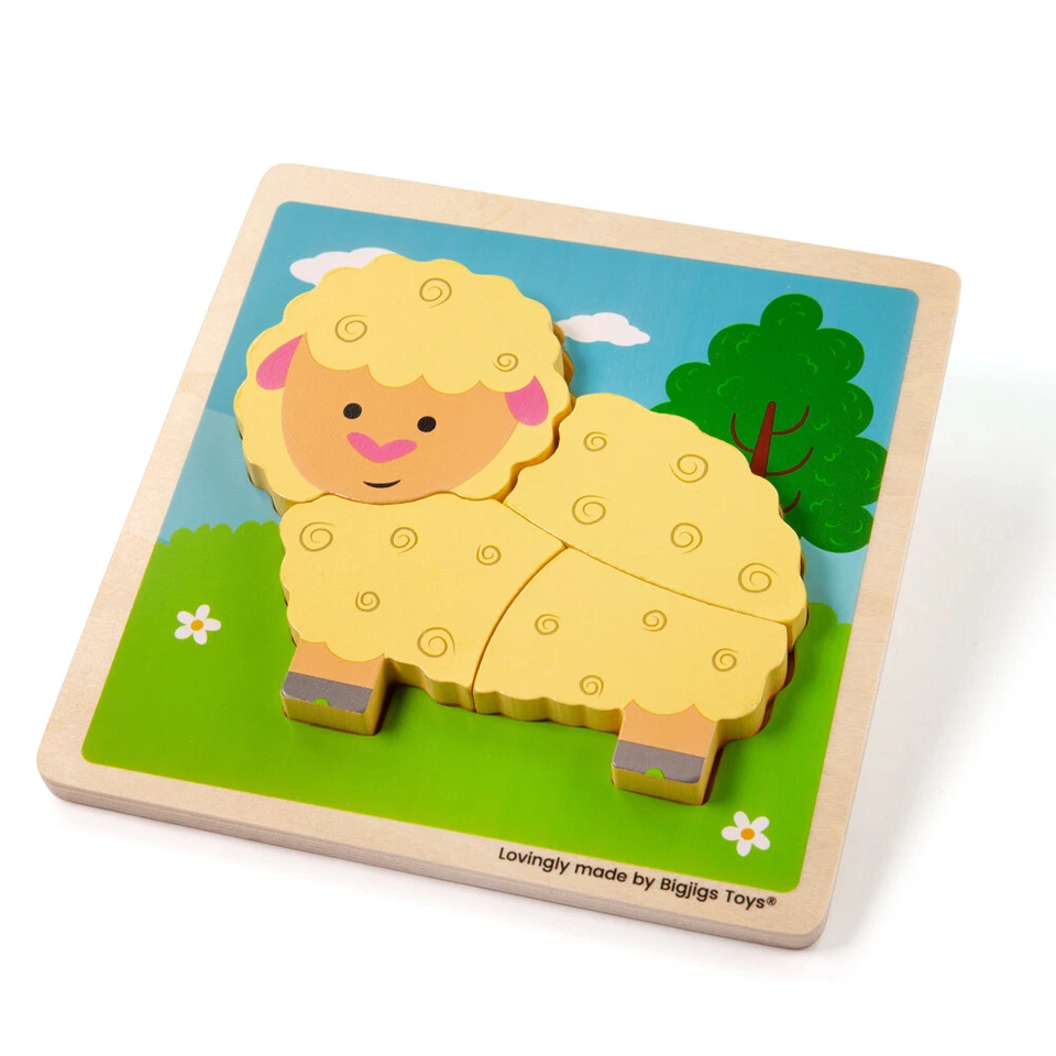 Bigjigs Toys Chunky Lift-Out Puzzle - Sheep, Wooden Toys, Shapes Puzzle - Image 1 of 1