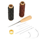 Sewing Kit Waxed Cord Thread Hand Needle With Awl Thimble Ring DIY Spares ◑