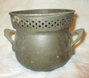 Vintage~Brass Planter~Handles~4.25" x 6.75"~1960's - Picture 1 of 12