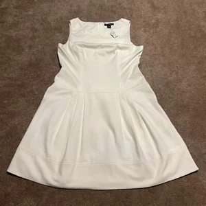 NWT White House Black Market Sleeveless Dress Lined Sz 12 Cream Drop Waist - Picture 1 of 8