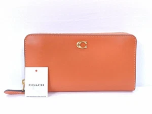 Coach Acordion Zip Leather Wallet Faded Orange NWT - Picture 1 of 7