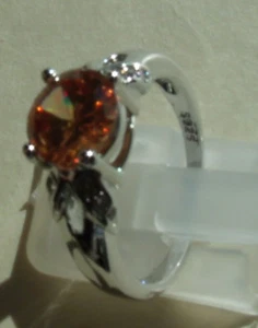 Ladies CITRINE (NOV birthstone) 2 ct (8mm) new sterling silver size 8 - Picture 1 of 1