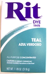 RIT TEAL tintura a polvere multiuso 1-1/8 oz tessuto vestiti legno artigianato carta - Foto 1 di 2