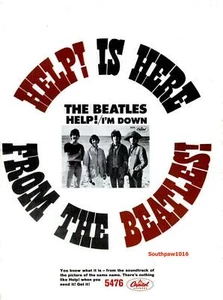 1965 The Beatles "Help!" Album Release Music Industry Promo Reprint Ad - Picture 1 of 1