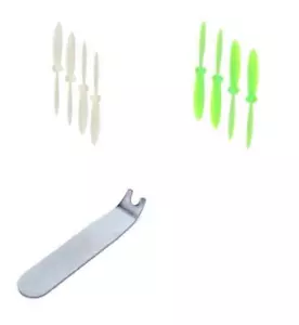 Hubsan X4 H107D+ Plus 55mm Propellers Green and White w/ Puller Wrench - Picture 1 of 7