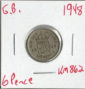 Coin Great Britain 6 Pence 1948 KM862, George VI - Picture 1 of 2