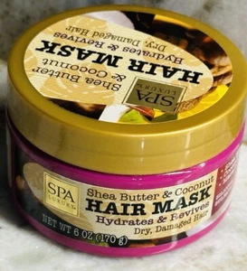 SPA Luxury Shea Butter & Coconut Hair Mask Hydrates/Revives Dry Damaged Hair 6oz - Picture 1 of 8