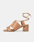VINCE DUNAWAY Ankle Tie ROASTED CASHEW TAN Leather BLOCK Sandals US 10 $325 NWB