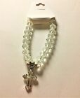 Crystal Religious Round Beads Bracelet With Beautiful Sparkling Diamante Cross