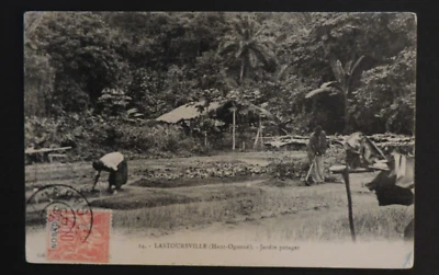 1908 Gabon RPPC Postcard Cover to Toulouse France PEasants Farming Field - Image 1 of 2