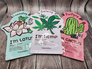 3X TONY MOLY Mask Sheet Facemasks Luminating Lotus Calming Hemp Purifying Cactus - Picture 1 of 7