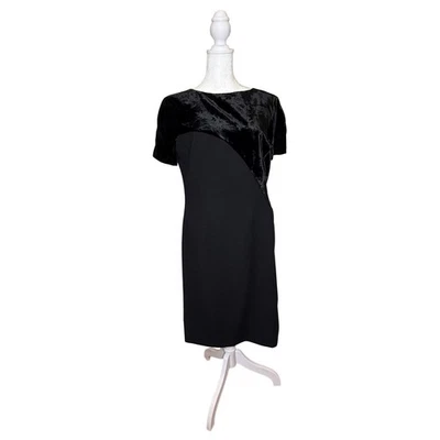 Max Mara Pianoforte 复古黑色天鹅绒羊毛鸡尾酒礼服 IT 48 (美国 12) — 第 1/4 张图片