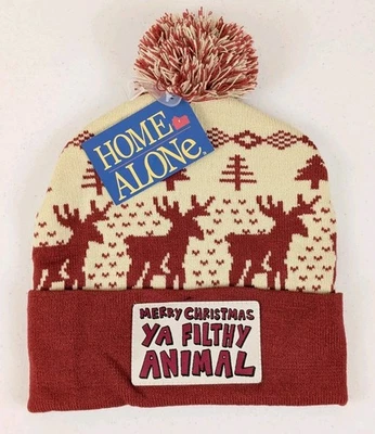 Solo en casa Feliz Navidad Ya Sucio Animal Gorro Sombrero Nuevo con Etiquetas Fiesta Tejido Gorra Foto 1 de 4