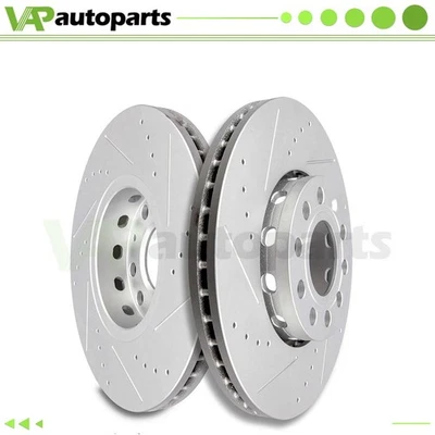 Discos de rotores de freno delanteros perforados y ranurados 2 piezas para Audi A6 Quattro 1995-2001 Foto 1 de 4