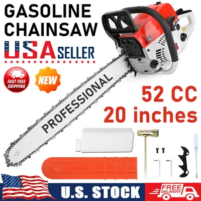 52CC 20" Gasoline Powered Chainsaw Wood Cutting Engine Gas Crankcase Chain Saw - Image 1 of 4