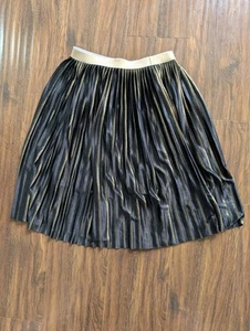 Size 6 6X Xhilaration Pleated Black Gold Girl Skirt Midi Party Fancy - Picture 1 of 4