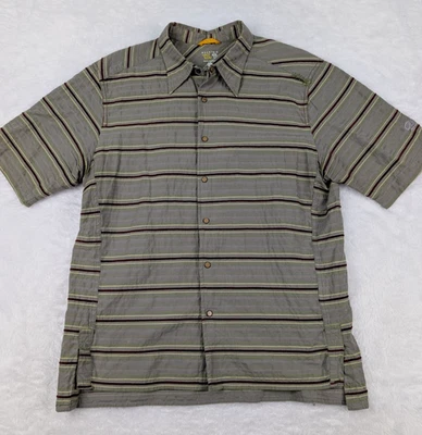 Mountain Hardwear Shirt Men's XL Snap Front Gray Striped Short Sleeve Hiking - Image 1 of 4