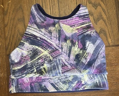 Sujetador deportivo Athleta Girls x Simone Biles púrpura/azul medidas en fotos usado en excelente estado Foto 1 de 4