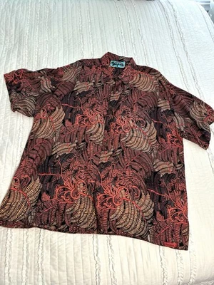 Rainbow Jo Vintage Hawaiian shirt XL Vibrant Red Tropical Leaf Button Up Resort - Image 1 of 4