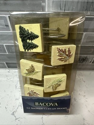 Ganchos para Cortina de Ducha (12) "Outdoorsman" Nature Woods 2006 BACOVA Caja Original Foto 1 de 4