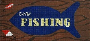 Needlepoint Handpainted Amanda Lawford Gone Fishing 8x4 - Picture 1 of 1