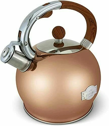 ELITRA Stove Top Whistling Tea Kettle - Rose Gold, 2.6L