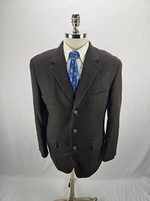 Alfani Men's Brown Houndstooth Wool Blazer Jacket 40R - Изображение 1 из 4
