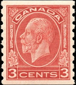 Canada Mint H VF 3c Scott #207 COIL 1933 KGV Medallion Stamp - Imagen 1 de 2