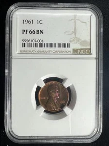 1961 S LINCOLN CENT PROOF 1C PF66 BN NGC; PR66 BEAUTIFUL PURPLE TONE SKU 3256 - Picture 1 of 2