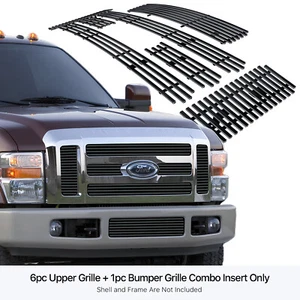 Fits 2008-2010 Ford F-250/F-350/F-450/F-550 SD Black Billet Grille Insert Combo - Picture 1 of 7