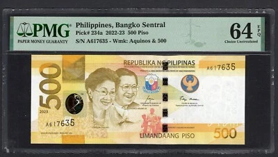 Philippines 500 Piso 2023 P234a  Uncirculated Grade 64 - Image 1 of 2