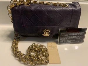 CHANEL Mini Diana Vintage Deep Purple 24kGHW Bijoux Bag Card Original Tag - Picture 1 of 12