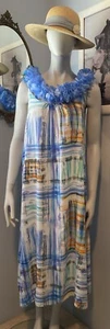 Jams World Sz M Ariana Dress Spaghetti Strap “Summer Plaid” Maxi Midi Long Rayon - Picture 1 of 10