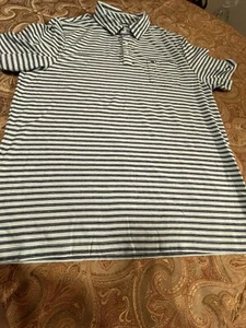 Vineyard Vines Shirt Adult L Blue Striped Edgartown Polo Whale Short Sleeve Mens - Picture 1 of 8