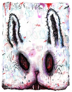 Original JUSTIN AERNI 2023 mixed media Painting outsider art: RABBIT TROPHY HEAD - Picture 1 of 1
