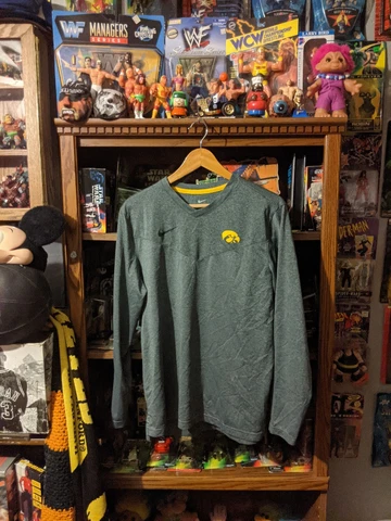 Nike Dri Fit Men's Iowa Hawkeyes Gray Long Sleeve Shirt sz L Pre Owned Cover