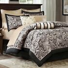 Black Gold Silver Paisley 12 pc Comforter Sheet Set Full Queen Cal King Bed Bag
