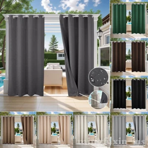 Outdoor Patio Curtains Waterproof Windproof Curtain Grommet Top Tab Bottom Drape - Picture 1 of 80
