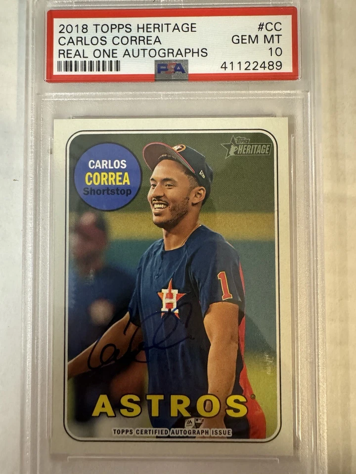 2018 Topps Heritage Real One Autographs Auto Carlos Correa PSA 10 - Image 1 of 2