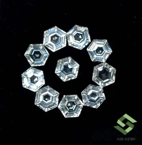5x5 MM Naturale Topazio Bianco Esagonale Taglio Lotto 10 Pz 7.58 K Slegato Gemme - Picture 1 of 7
