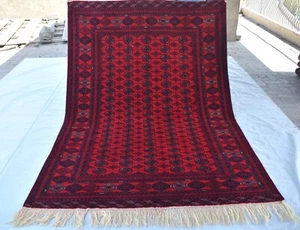 Alfombra de lana oriental vintage afgana persa Bokhara 7x10 anudada a mano - Imagen 1 de 10