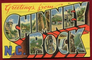 Chimney Rock North Carolina nc large letters linen postcard - Picture 1 of 2