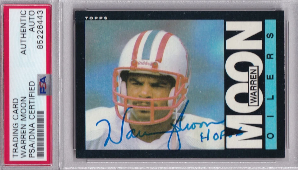Warren Moon PSA/DNA Rookie SIGNED CARD 1985 Topps AUTOGRAPHED Houston Oilers RC - Image 1 of 1