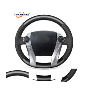 DIY Black Suede Leather Steering Wheel Cover for Toyota Prius 30(XW30) C V #Q042 - Foto 1 di 10