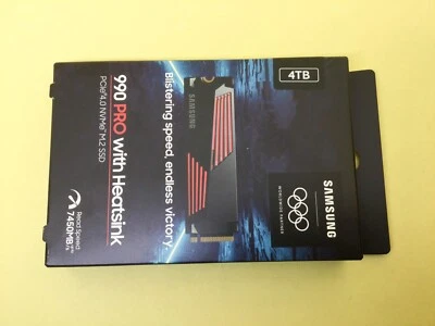 SAMSUNG 990 Pro 4TB M.2 2280 PCIe 4.0 NVMe SSD w/Heatsink MZ-V9P4T0CW New Sealed - Image 1 of 2