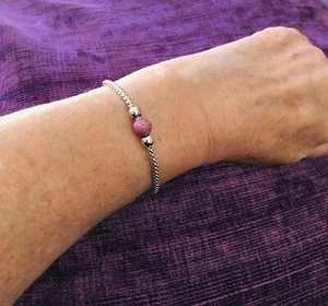 Michael Hill Silver 925 Bracelet Rhodium Plated Stretch Mesh Links + Beads NEW - Picture 1 of 13