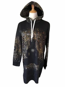 Felpa nera con cappuccio abbigliamento attivo Buddha cuore chakra tunica eterea grande unisex - Foto 1 di 10